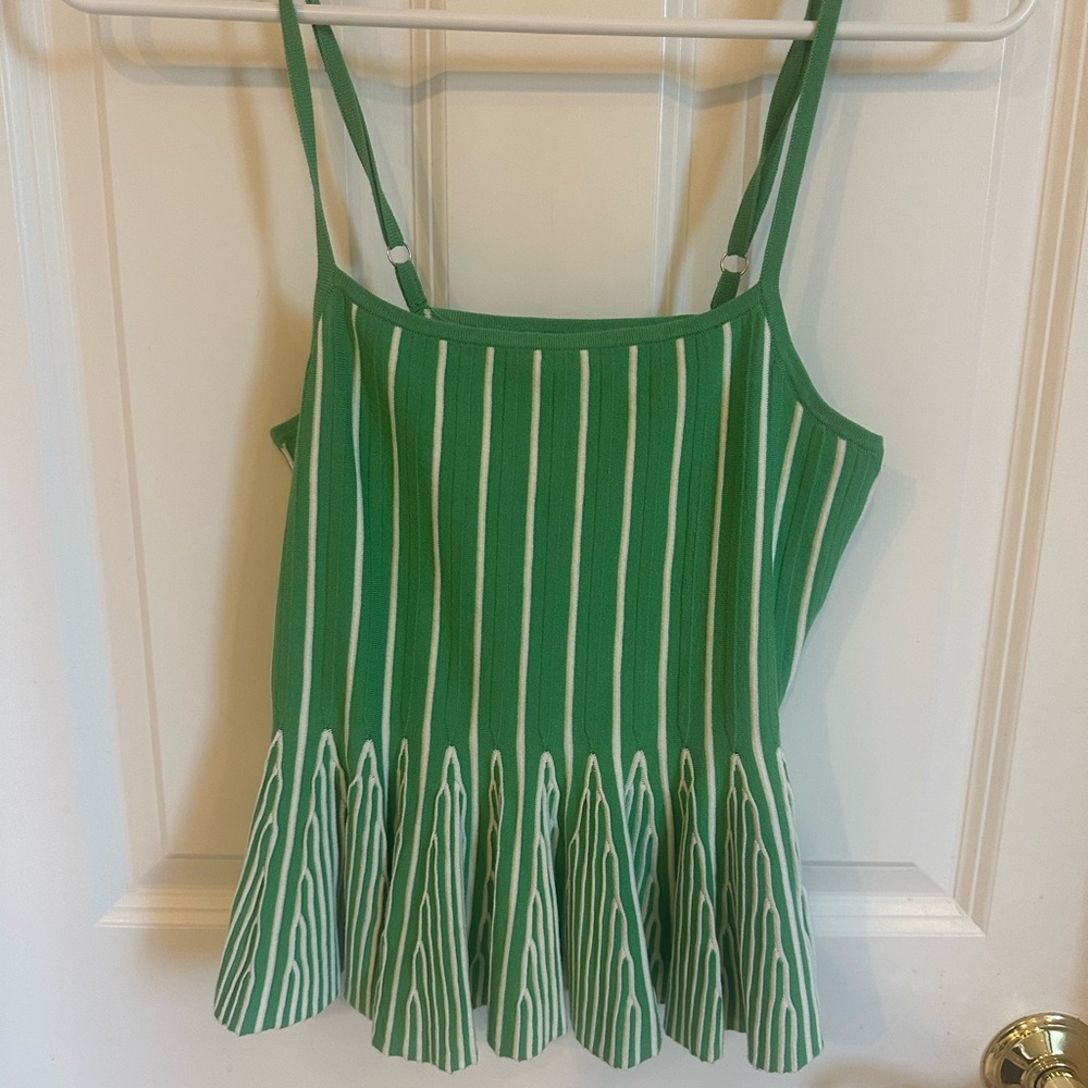 Maeve Green and White Striped Camisole